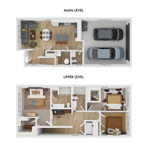 Floor plan for 3 beds, 2.5 baths, 1454 sqft